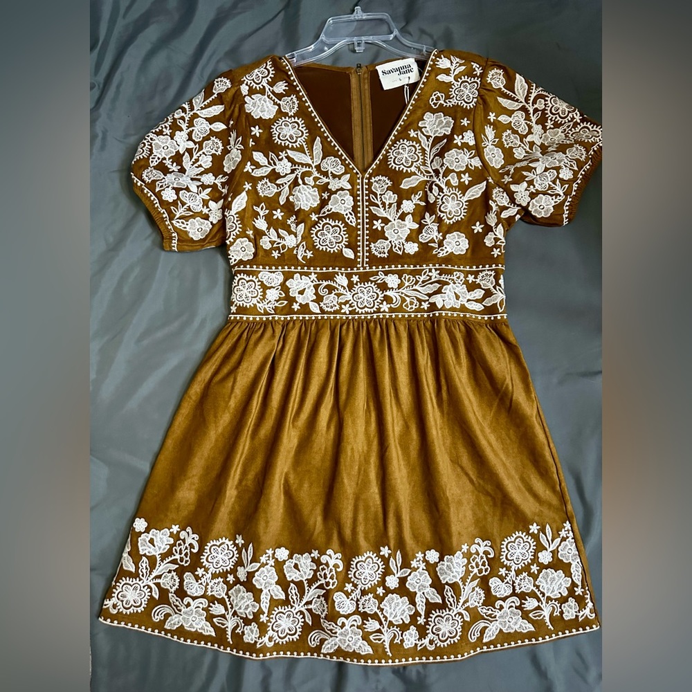 Savanna Jane Small Town Embroidered Dress- NWT